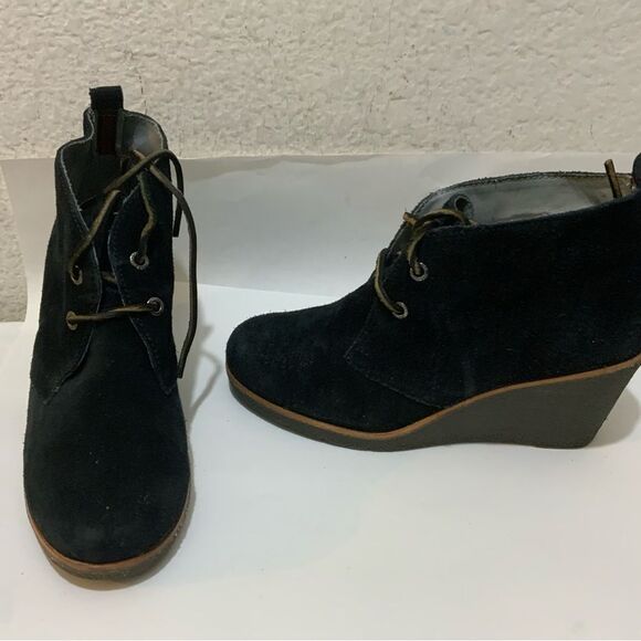 Sperry Top Sider Harlow Bootie Women's 7 Black Suede Wedge Ankle Boots 9103037 - Picture 2 of 14